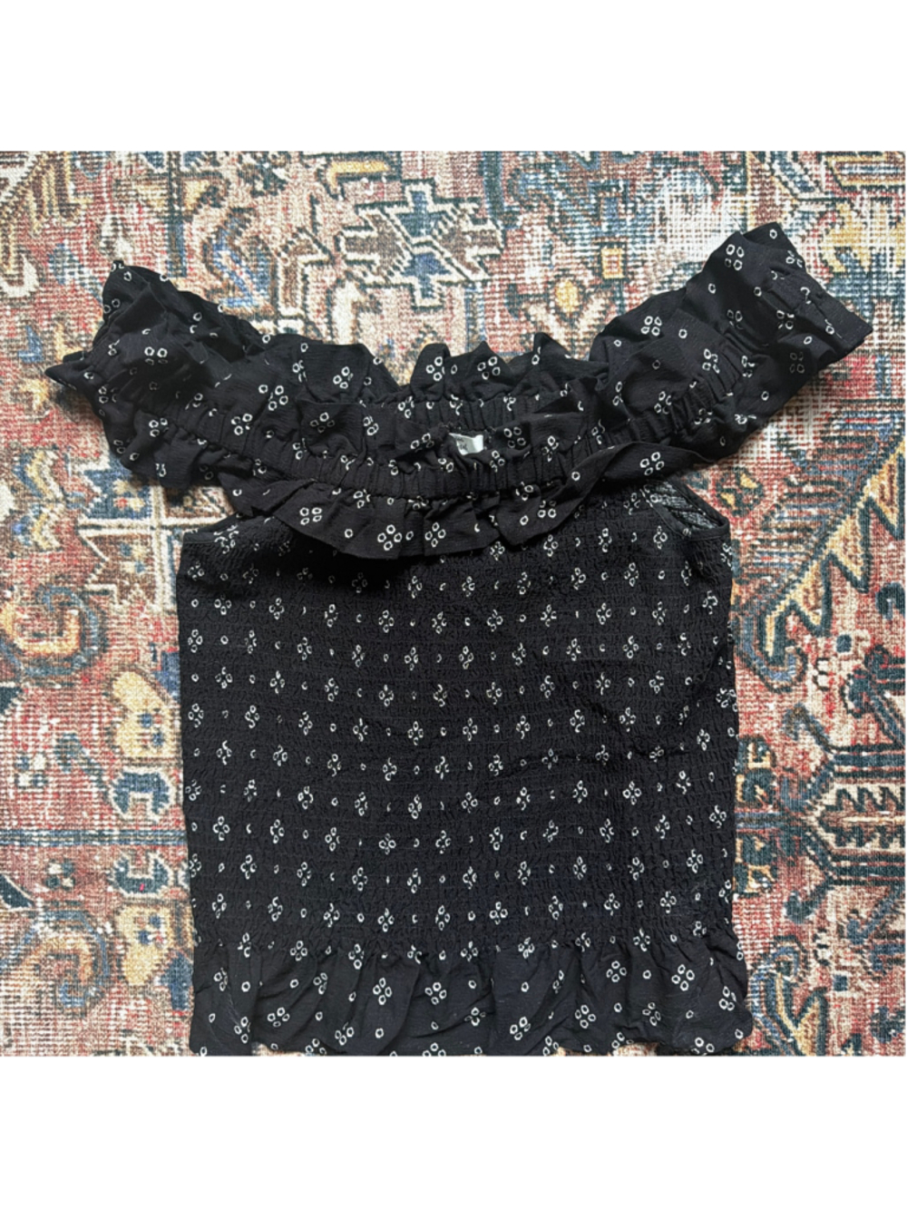 Women's Beacon Apparel Off-Shoulder Blouse, Size L, Black and White